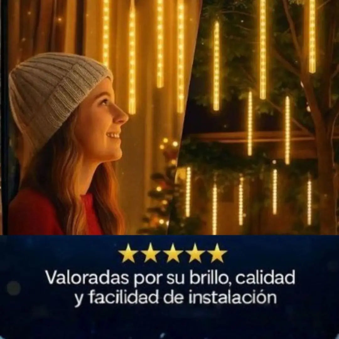 Luces led solarres, navideñas con efecto meteorito