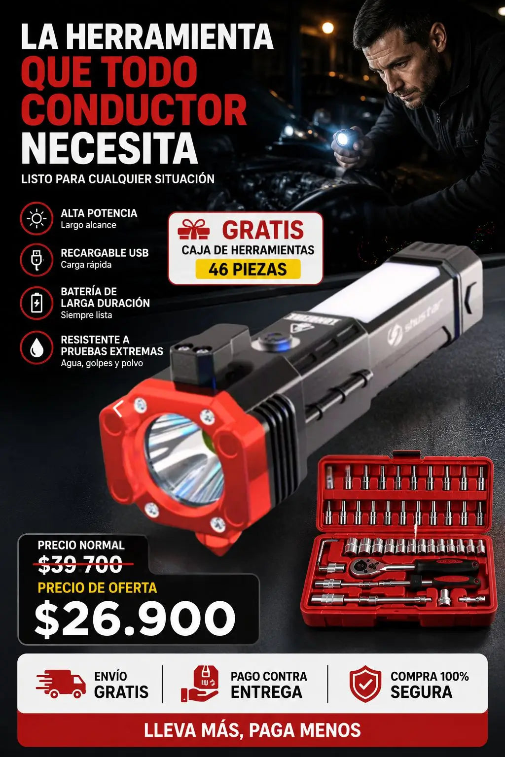Linterna Táctica 4 en 1 Shustar