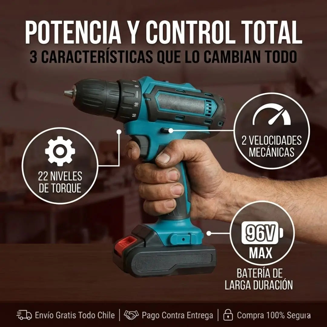Set de taladro 96 y maletín de herramientas