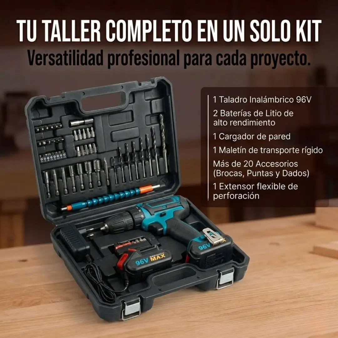 Set de taladro 96 y maletín de herramientas