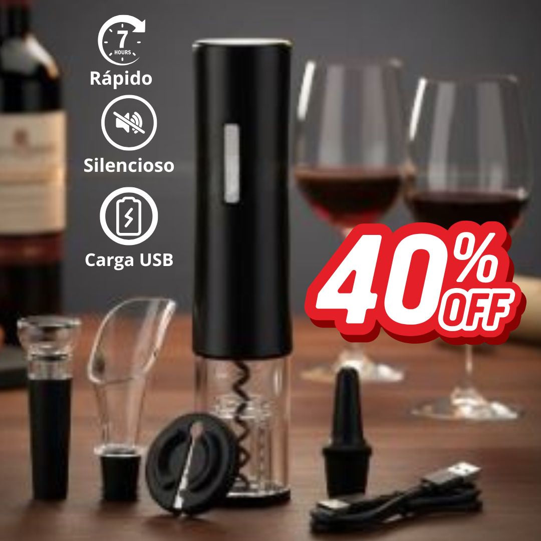 Set abridor de vino eléctrico + accesorios