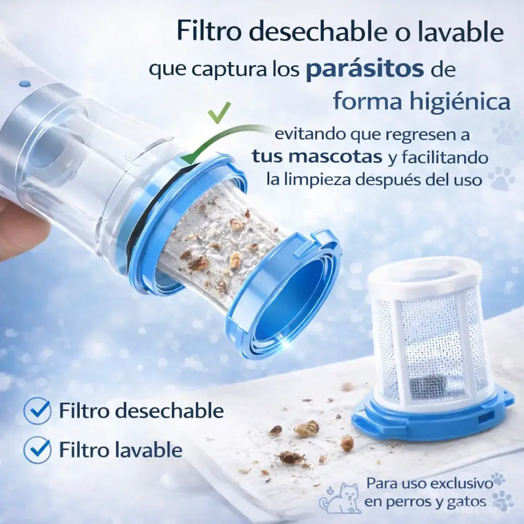 Peine aspirador de pulgas y garrapatas