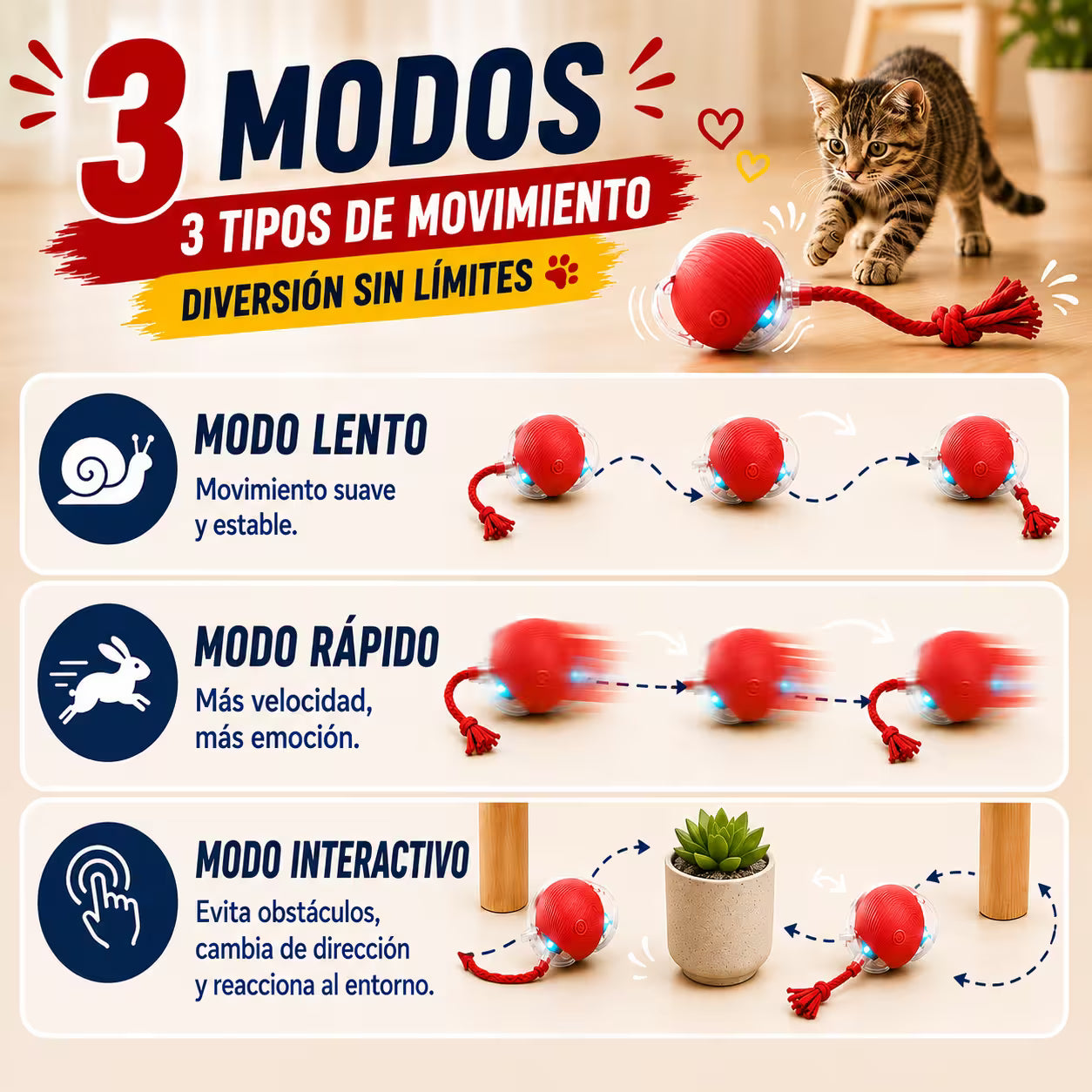 Pelota interactiva para gatos