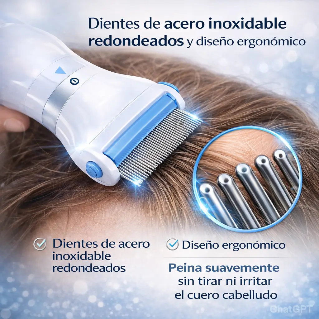 Peine eléctrico aspirador de piojos y liendres