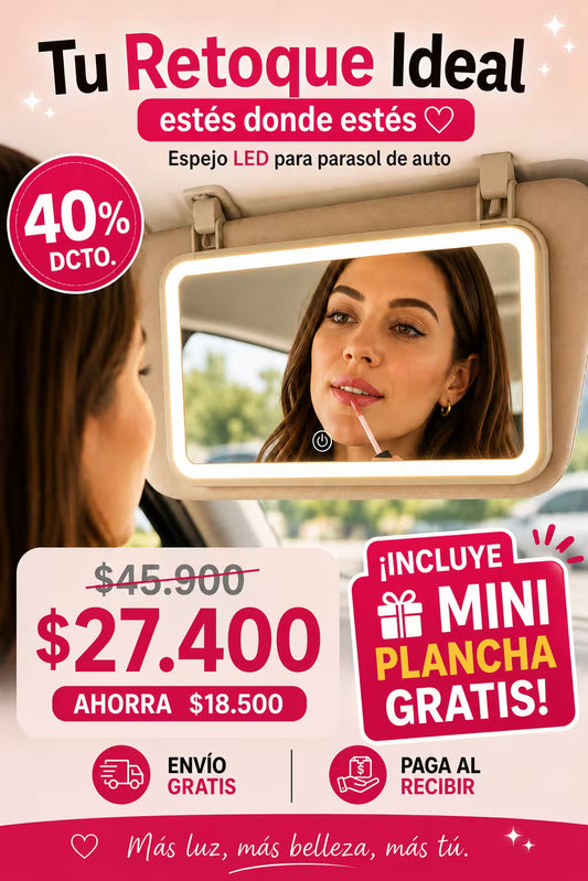 Espejo con luz led para el carro