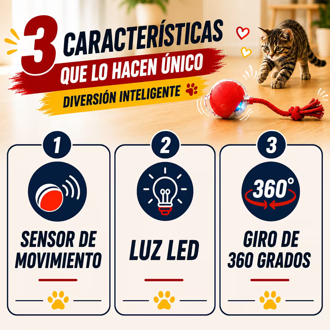 Pelota interactiva para gatos