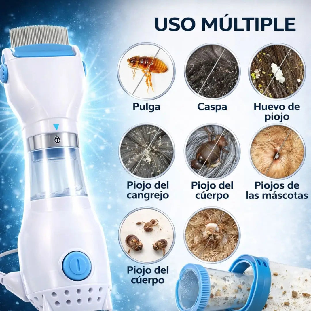Peine eléctrico aspirador de piojos y liendres