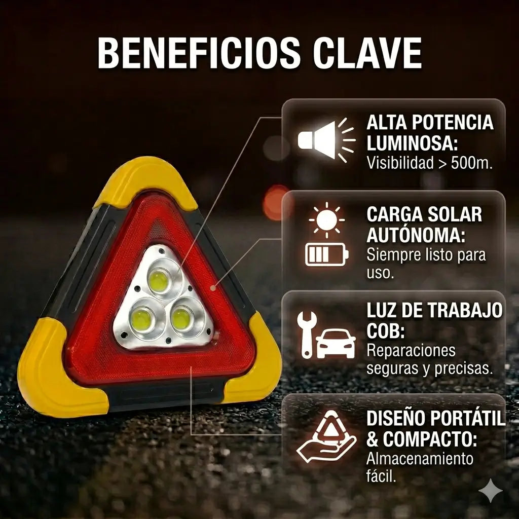 Triángulo de seguridad ultra led 500 mt de potencia