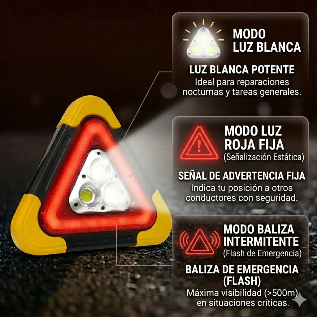Triángulo de seguridad ultra led 500 mt de potencia