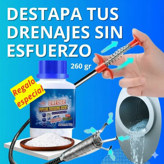Combo destapa cañerías Varilla y polvo limpiador