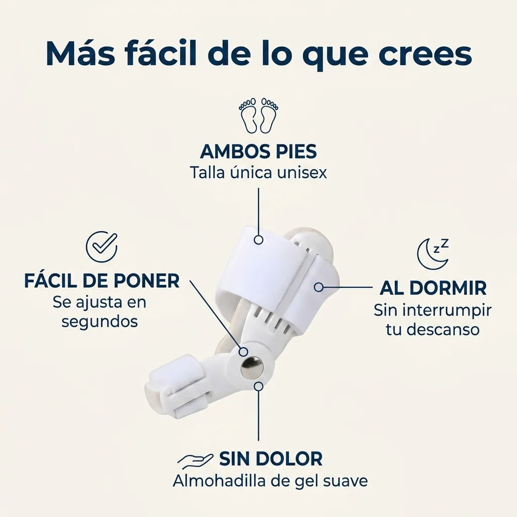 Diagrama de características del corrector de juanetes
